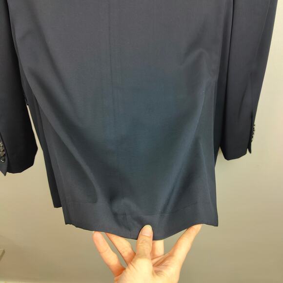 Ermenegildo Zegna Blazer Mens 46L Navy Blue 100% Wool 3 Button Suit Jacket - Picture 5 of 11